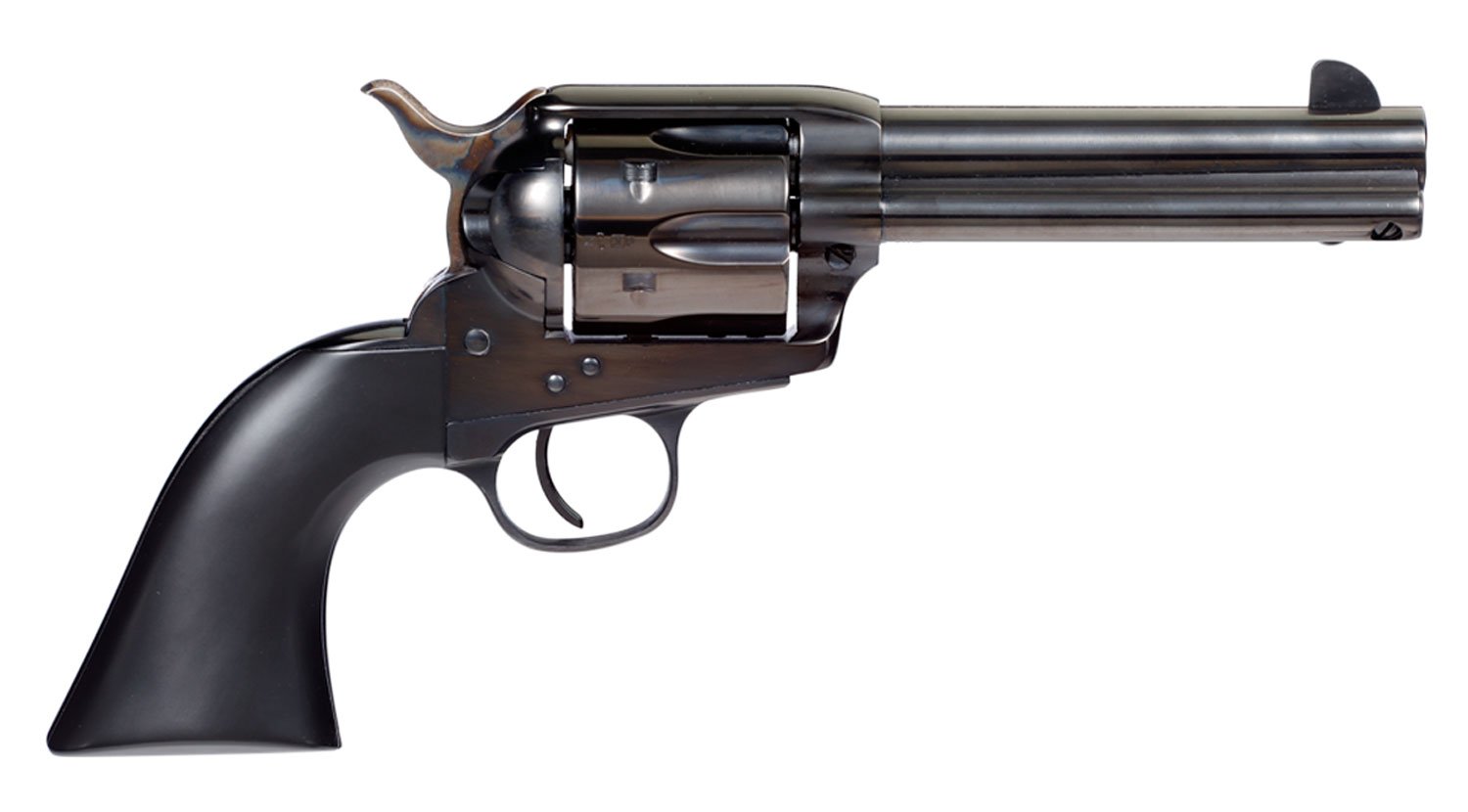 Taylors & Company 555161 Devil Anse 45 Colt (LC) Caliber with 4.75" Blued Finish Barrel, 6rd Capacity Blued Finish Cylinder, Color Case Hardened Finish Steel Frame & Matte Black Wood Grip