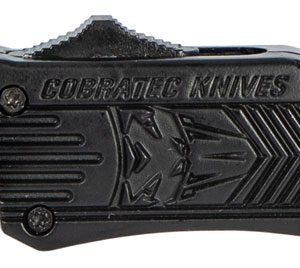 CobraTec Knives SBCTK1STNS CTK-1 Small 2.75" OTF Tanto Plain Black D2 Steel Blade/Black Aluminum Handle Features Glass Breaker Includes Pocket Clip