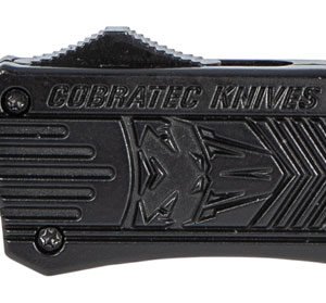 CobraTec Knives MBCTK1MDNS CTK-1 Medium 3" OTF Drop Point Plain D2 Steel Blade/Black Aluminum Handle Features Glass Breaker Includes Side Button