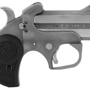 Bond Arms BARW Rowdy  45 Colt (LC)/410 Gauge 2rd 3" Polished Stainless Steel Double Barrel & Bead Blasted Frame, Auto Extractor & Rebounding Hammer, Blade Front/Fixed Rear Sights, Rubber Grip, Manual