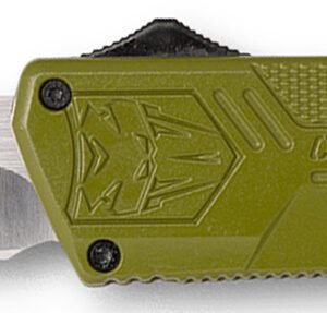 CobraTec Knives ODCTLWDNS Lightweight 3.25" OTF Drop Point Plain D2 Steel Blade/OD Green Aluminum Handle Includes Pocket Clip