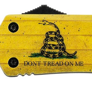 Templar Knife LDTOM231 Gen II Don't Tread On Me Large 3.50" OTF Tanto Plain Black Oxide Stonewashed 440C SS Blade, 5.25" Yellow w/Flag & "Don't Tread On Me" Aluminum Handle, Glass Breaker