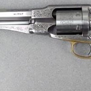 Taylors & Company 550763 1858 Remington Conversion 45 Colt (LC) Caliber with 8" Barrel, 6rd Capacity Cylinder, Overall Nickel-Plated Engraved Finish Steel & 2-Piece Ivory Grip