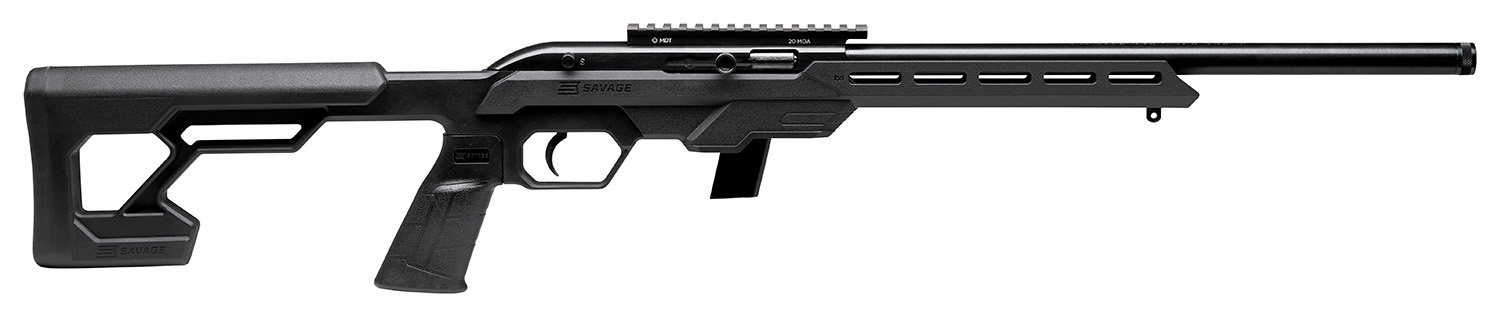 Savage Arms 45114 64 Precision Full Size 22 LR 10+1 16.50" Matte Black Heavy Threaded Barrel, Matte Black Picatinny Rail Carbon Steel Receiver, M-LOK Handguard, Black Chassis Synthetic Stock, Black Po
