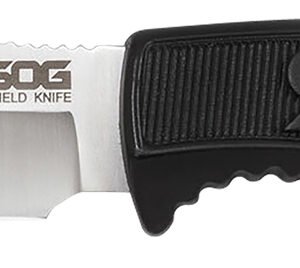 S.O.G SOGFK1001CP Field 4" Fixed Clip Point Plain Satin 7Cr17MoV SS Blade Black TPR Handle Includes Sheath