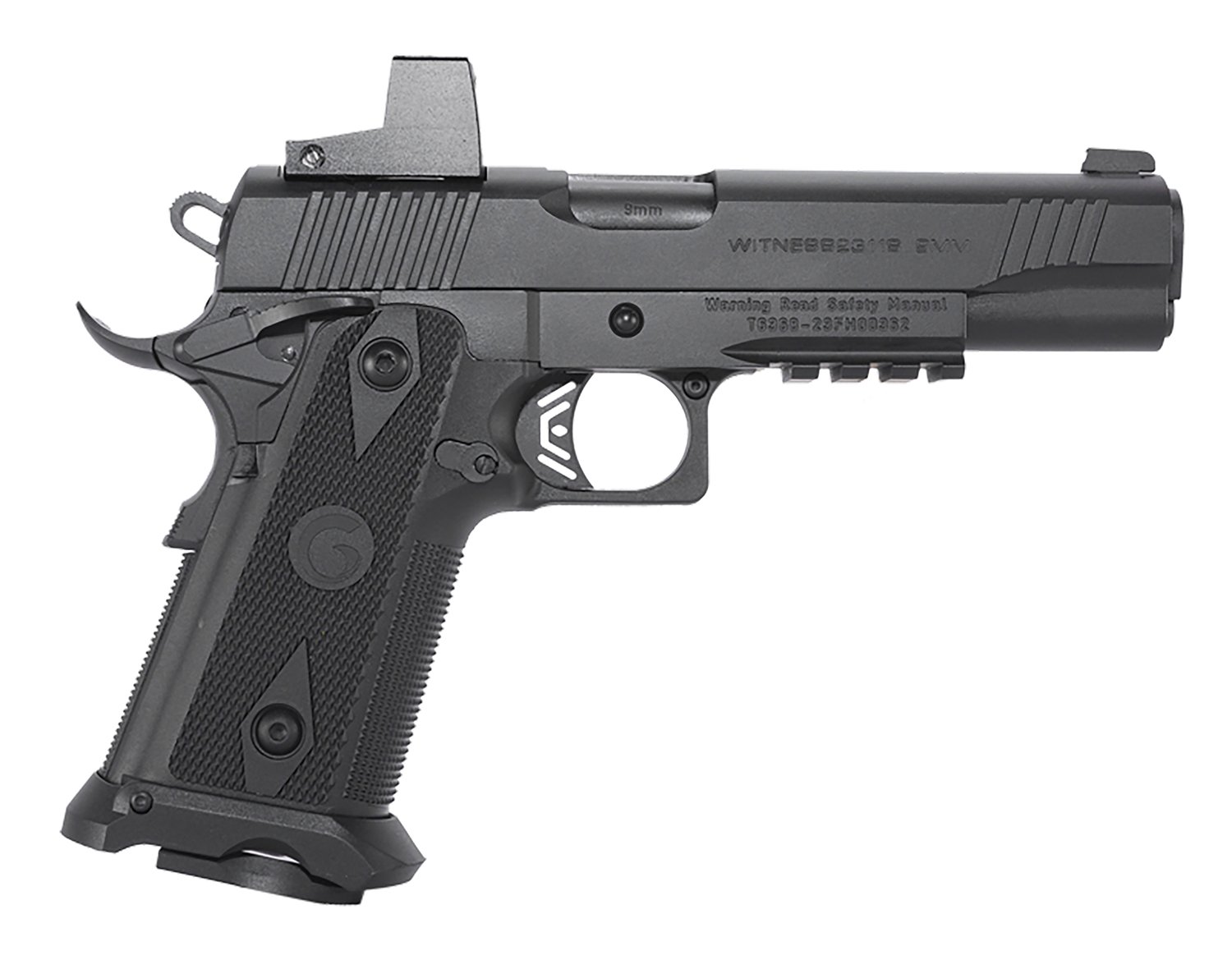 Girsan 395020 Witness2311 9mm Luger 17+1 5" Black Steel Barrel, Black Optic Ready/Serrated Steel Slide, Black Polymer Frame w/Beavertail & Picatinny Rail, Black Checkered Polymer Grip, Ambidextrous