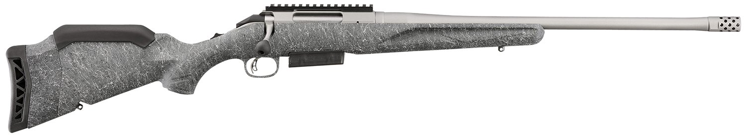 Ruger 46905 American II Full Size 450 Bushmaster 3+1 20" Gun Metal Gray Cerakote Threaded Barrel & Alloy Steel Receiver w/Picatinny Rail, Gray Splatter Adj LOP Synthetic Stock