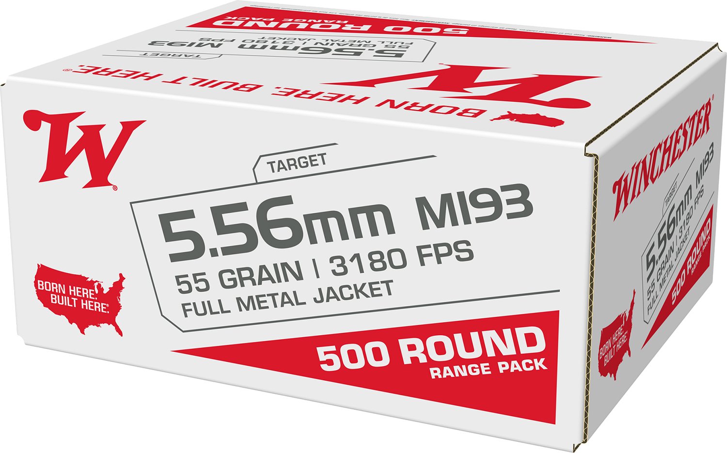 Winchester Ammo WM193500 M193 5.56mm 55gr Full Metal Jacket 500 Per Box/2 Case