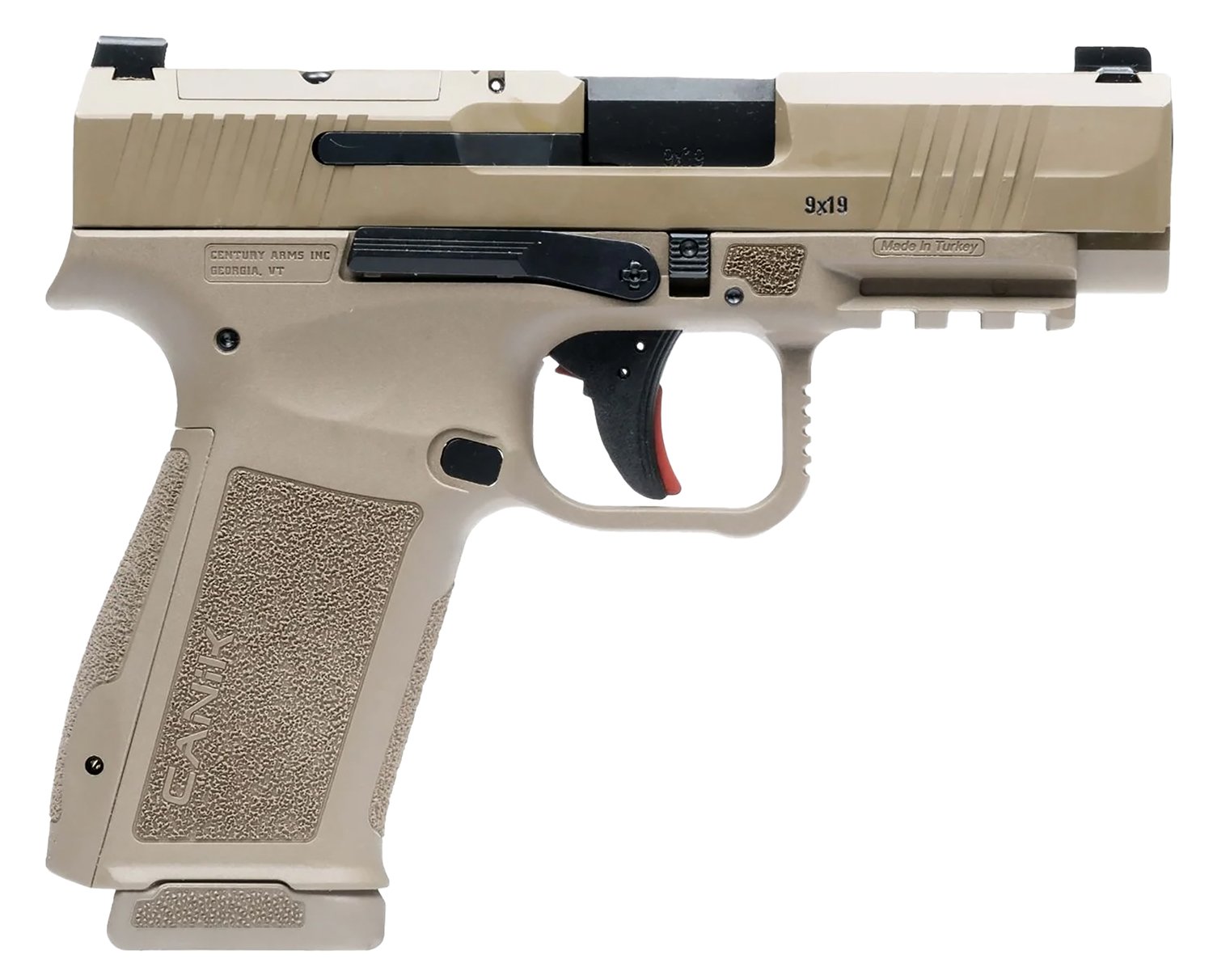 Canik HG7883DN Mete MC9LS Sub-Compact Frame 9mm Luger 17+1 3.64" Black Steel Barrel Flat Dark Earth Serrated Steel Slide, Flat Dark Earth Polymer Frame w/Picatinny Rail, Interchangeable Backstrap Grip
