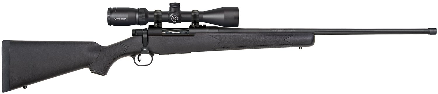 Mossberg 28247 Patriot w/Optic 350 Legend 4+1 22" Matte Blued Fluted Threaded Barrel, Matte Blued Drilled & Tapped Receiver, Fixed Black Synthetic Stock, Vortex Crossfire II 3-9x40mm