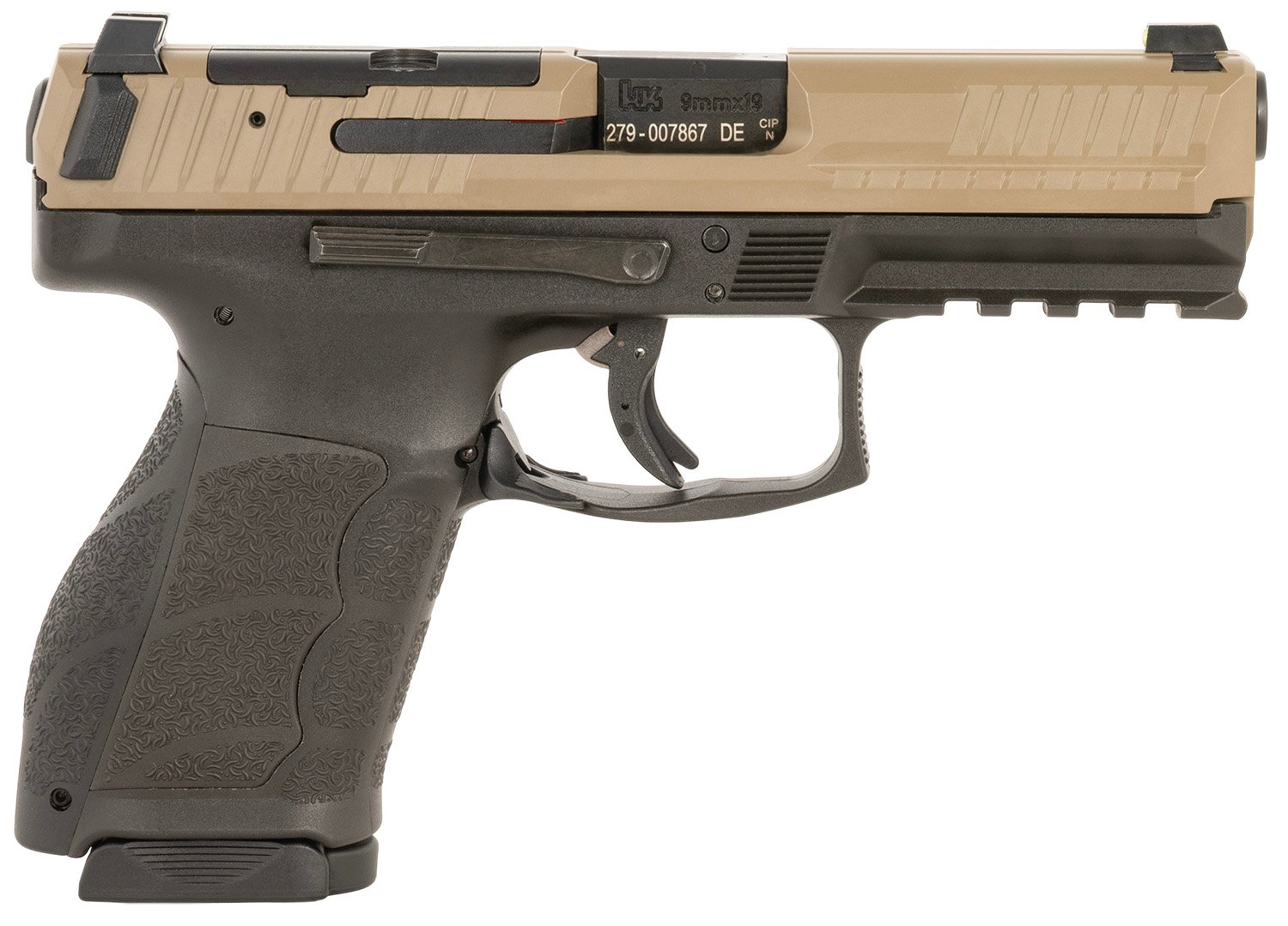 HK 81001194 VP9A1 K Compact 9mm Luger 15+1 4.09" Black Flat Dark Earth Steel Optic Ready/Serrated Slide, Brown Polymer Frame w/Picatinny Rail, Interchangeable Backstrap Grip, Ambidextrous