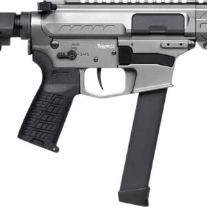 CMMG 99A290FTNG Banshee FE MkGs 9mm Luger 33+1 5" Black Nitride Threaded Barrel, M-LOK Handguard, Tungsten Cerakote Aluminum Receiver w/Picatinny Rail, Black Polymer CMMG RipBrace, CMMG Zeroed Grip
