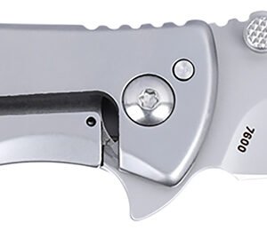 CRKT 7600 SLAG EDC 2.95" Folding Plain Bead Blasted D2 Steel Blade, Stainless Steel Handle