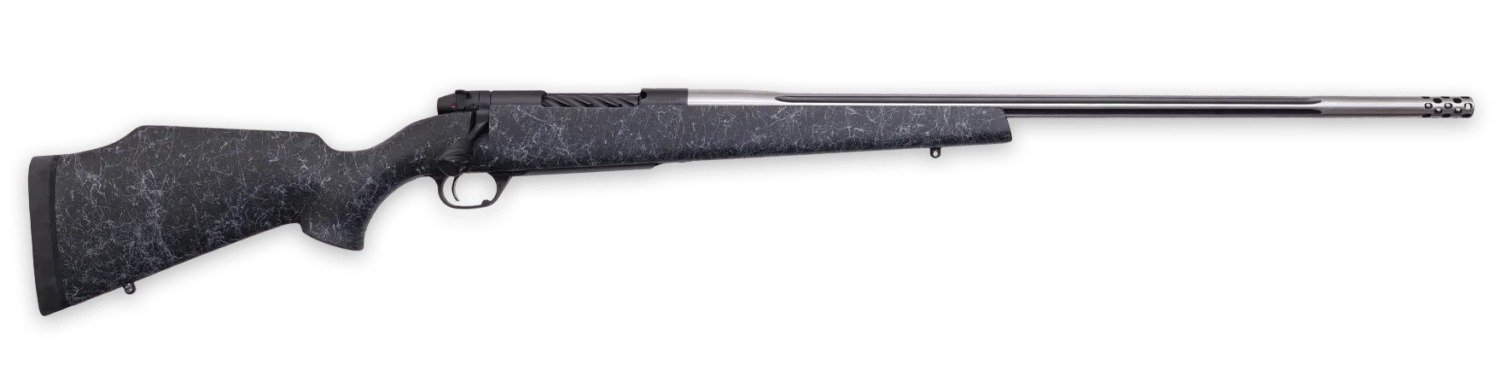 Weatherby MAM01N25RWR6B Mark V Accumark 25 WBY RPM 4+1 24" Spun Stainless w/Graphite Black Cerakote Fluted Threaded Barrel, Graphite Black Cerakote Steel Drilled & Tapped Receiver, Matte Black w/Spide