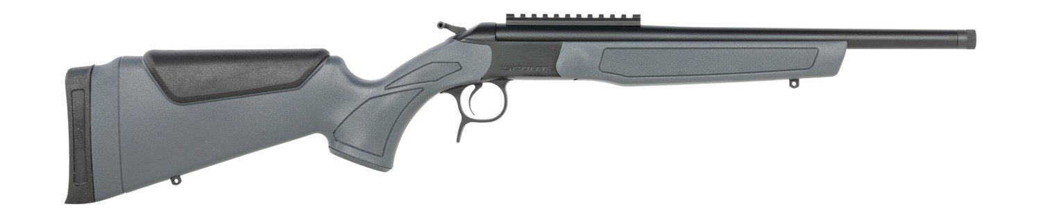 CVA CR4447 Scout 338 ARC 1rd 16.50" Matte Blued Threaded Barrel & Receiver w/DuraSight Rail, Stealth Gray Synthetic Stock