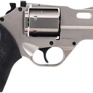 Chiappa Firearms 340290 Rhino 30DS Small Frame 357 Mag 6 Shot, 3" Nickel-Plated Steel Vent Rib Barrel & Cylinder, Nickel-Plated Aluminum Frame, Black Rubber Grip, Concealed Hammer