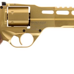 Chiappa Firearms 340225 Rhino 60DS Medium Frame 357 Mag 6 Shot, 6" Gold Plated PVD Steel Vent Rib Barrel & Cylinder, Gold Plated PVD Aluminum Frame, Walnut Grip, Concealed Hammer
