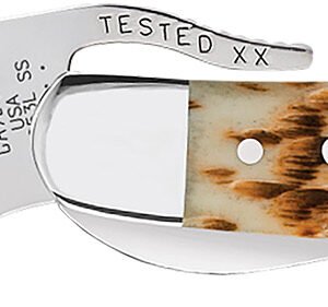 Case 0260 6 RussLock 2.70" Folding RussLock Clip Plain Mirror Polished Tru-Sharp SS Blade/Peach Seed Jigged Amber Bone Handle