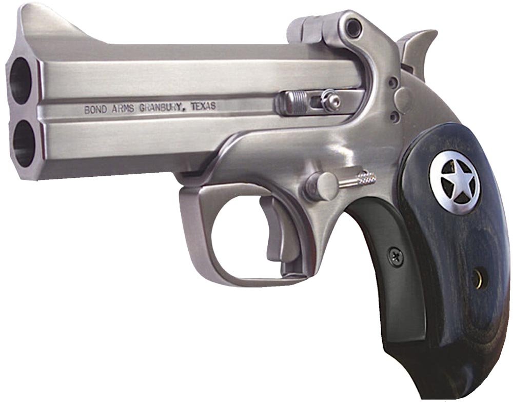 Bond Arms BARII Ranger II 45 Colt (LC) 2rd 4.25" Stainless Barrels & Frame, Automatic Extractors & Rebounding Hammer, Blade Front/Fixed Rear Sights, Black Ash Grip w/Integrated Texas Ranger Star, Manu