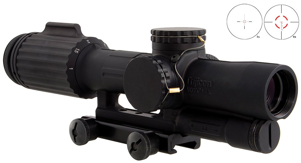 Trijicon 1600004 VCOG 1-6x 24mm Obj 95-15.90 ft @ 100 yds FOV Matte Black Finish LED Illuminated Red Segmented Circle w/Crosshair 308 175gr W/TA51 Mount