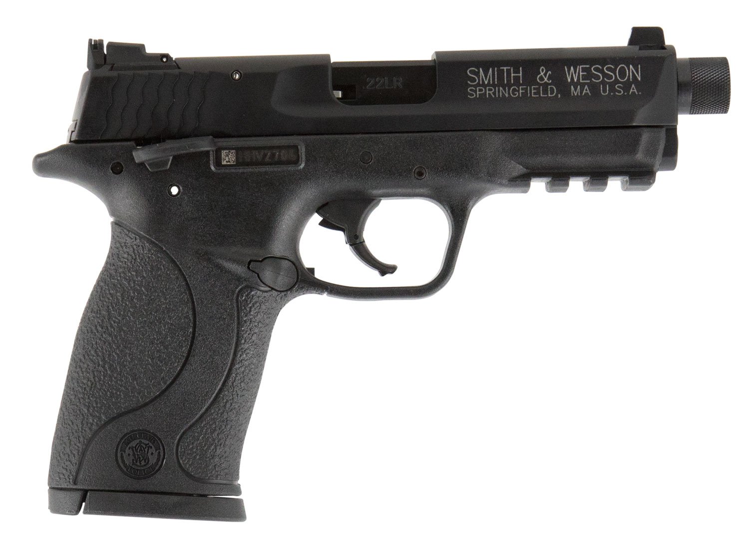 Smith & Wesson 10199 M&P Compact 22 LR 3.50" Threaded Barrel 10+1, Black Polymer Frame With Picatinny Acc. Rail, Black Armornite Aluminum Slide, Ambidextrous Manual Safety