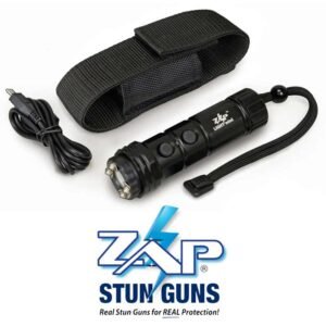 Zap 800000 Volt Mini Stun Gun with Flashlight and Rechargeable Battery Black
