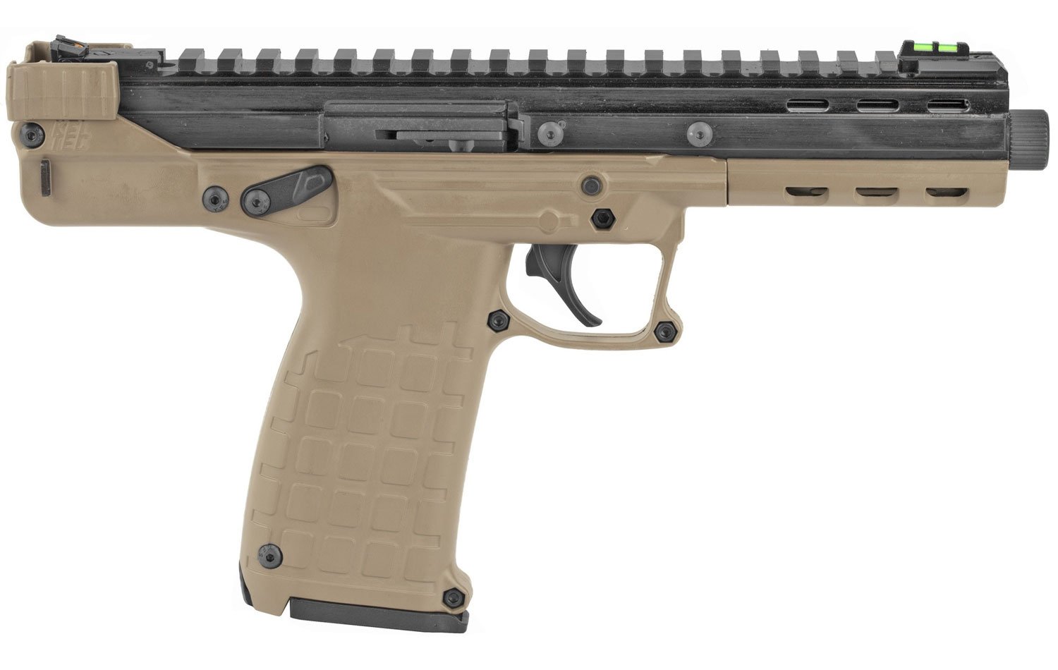 Kel-Tec CP33TAN CP33 22 LR 33+1 5.50" Black Ported/Threaded Barrel, Black Serrated/Optic Ready Slide, Tan Polymer Frame w/M-LOK, Polymer Grip, Ambidextrous
