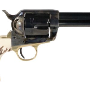 Taylors & Company 200064 1873 Cattle Brand Pietta 45 Colt (Long Colt) 6 Shot 4.75" Blued Round Barrel & Cylinder, Color Case Hardened Steel Frame, Imitation Stag Navy Grip, Exposed Hammer