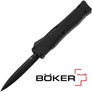 Dagger D2 2.0 3.39 inch Spear Point Black Dual Plain Edge Black Handle