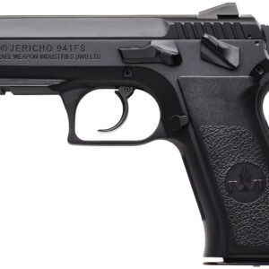 IWI US J941FS910ORP Jericho 941 Mid-Size Frame 9mm Luger 10+1 3.80" Black Chrome Lined Steel Barrel, Black Serrated Steel Slide & Frame w/Beavertail & Picatinny Rail, Black Textured Grips