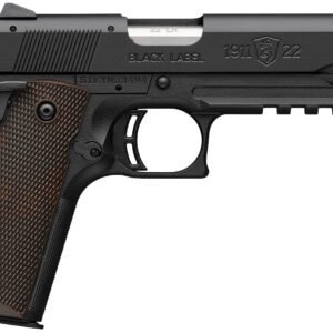Browning 051065490 1911 Black Label Full Size Frame 22 LR 10+1 4.25" Stainless Steel Barrel, Matte Black Serrated Slide, Matte Black Polymer Frame w/Picatinny Rail, Brown Composite Grip