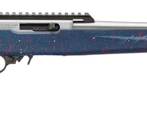 Ruger 32039 10/22 250th Anniversary 22 LR 10+1 18.50" Satin Stainless Threaded Barrel, Engraved Satin Stainless Steel Receiver w/Picatinny Rail, Liberty Blue w/Red & White Splatter Ruger Modular Syste