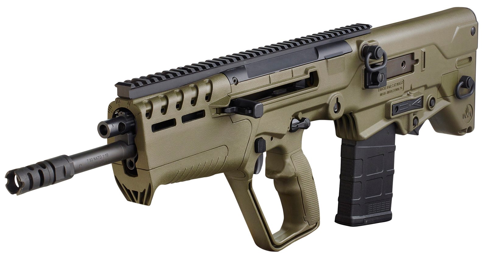 IWI US T7G2010 Tavor 7 7.62x51mm NATO Caliber with 20" Barrel, 10+1 Capacity, OD Green Metal Finish, OD Green Fixed Bullpup Stock & Polymer Grip Ambidextrous Hand