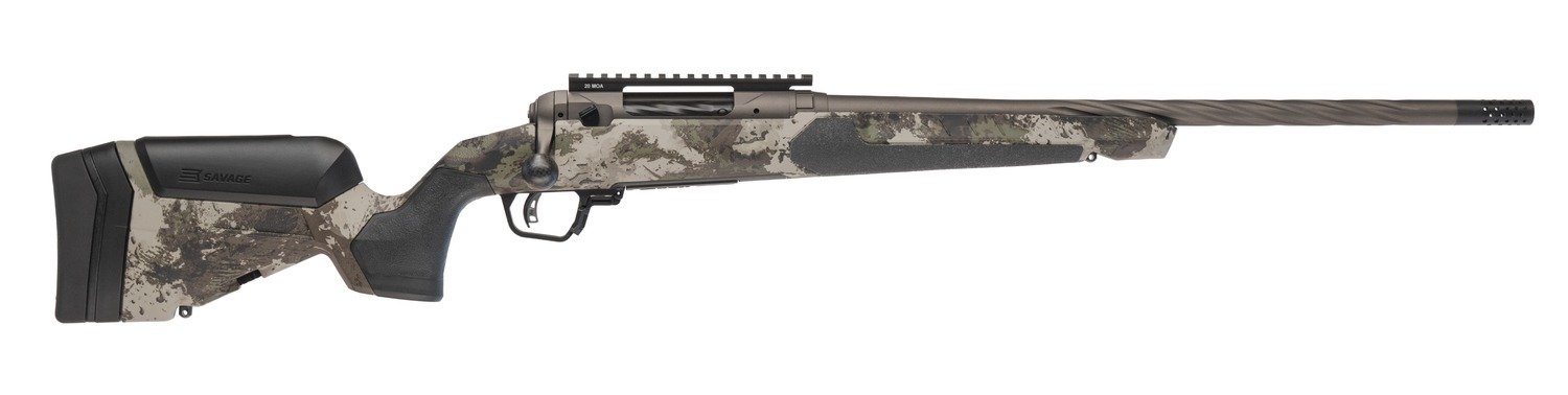 Savage Arms 32571 110 Core Hunter Pro 6.5 Creedmoor 3+1 20" Spiral Fluted Barrel, Savage Woodland Camo AccuStock w/AccuFit V2 Synthetic Stock, Right Hand
